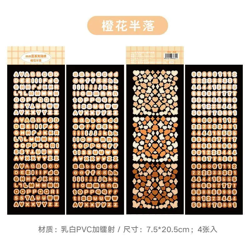 4Pcs/set Korea Cute Planner Stickers Green DIY Creative Alphabet Art PVC Sticker For Kids Student Gift