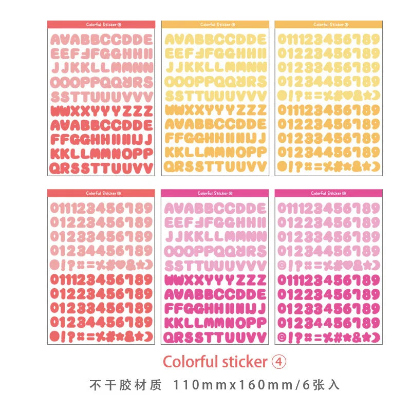 6Pcs/Set 26 Alphabet A-Z Planner Stickers Cute Waterproof Colorful Creative DIY PET Letter Sticker For Kids