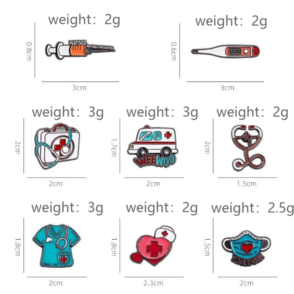 Funny Hospital & Nurse Brooch Set