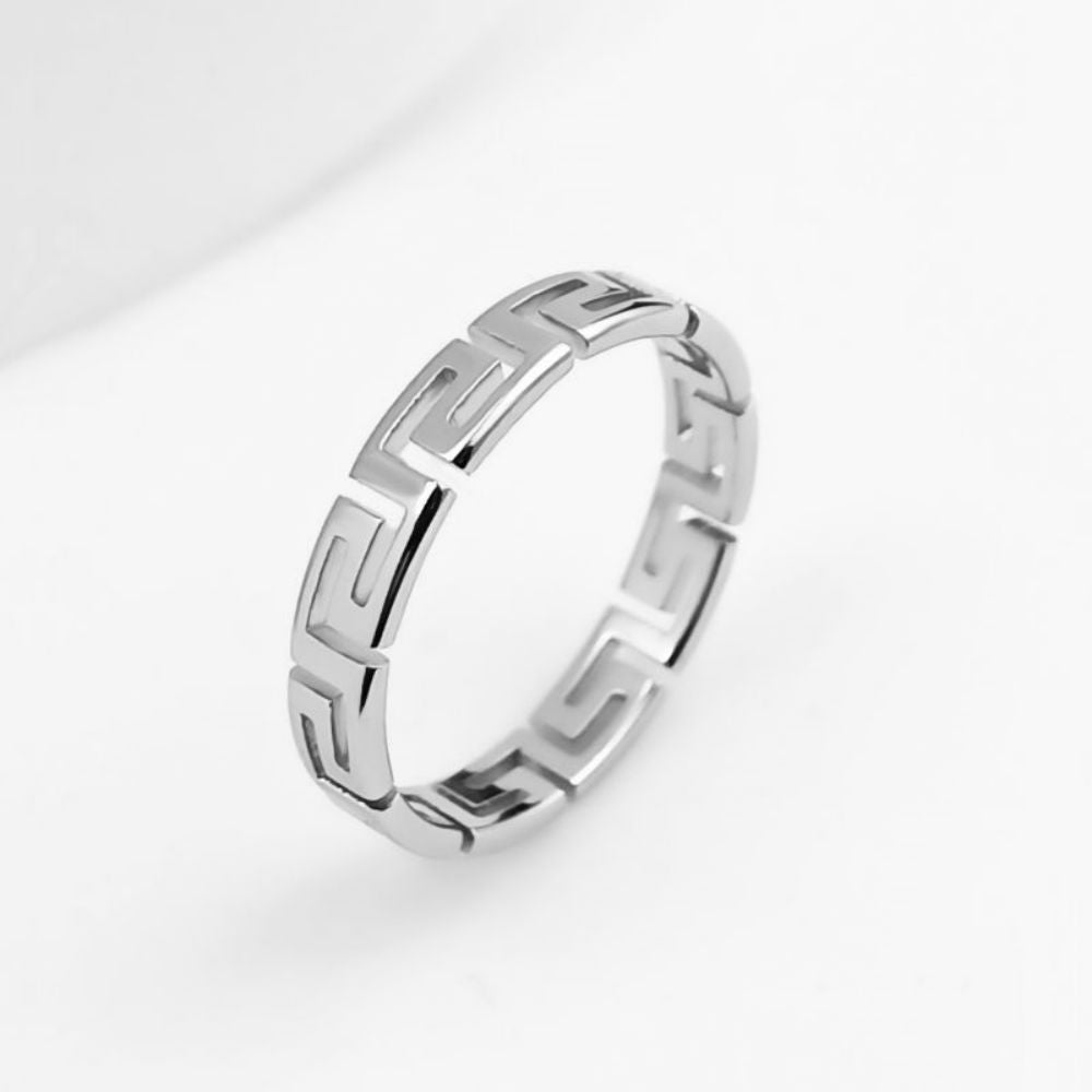 4mm Great Wall Pattern Stainless Steel Ring