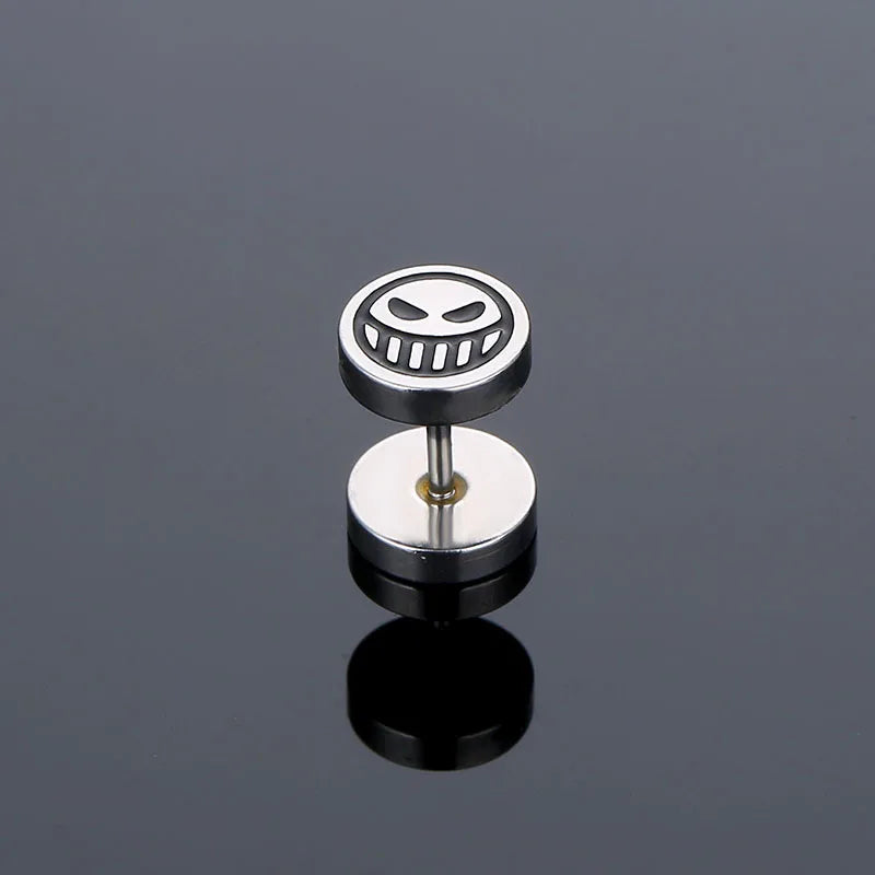 Cosplay Vintage Smiling Face Funny Stainless Steel Stud Earrings Trendy Men Women-Wannee Fashion Accessory