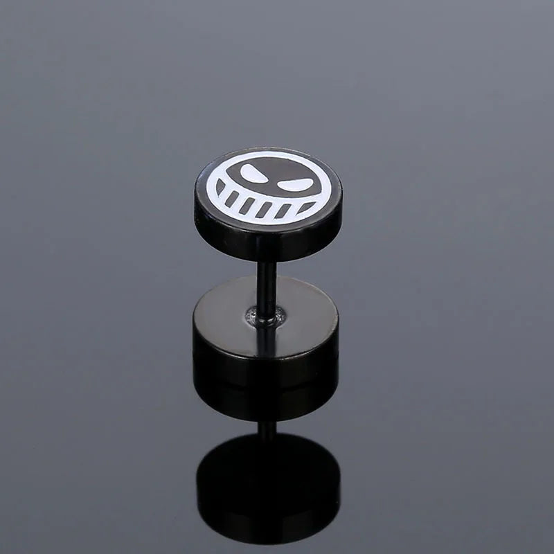 Cosplay Vintage Smiling Face Funny Stainless Steel Stud Earrings Trendy Men Women-Wannee Fashion Accessory