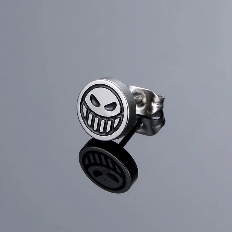 Cosplay Vintage Smiling Face Funny Stainless Steel Stud Earrings Trendy Men Women-Wannee Fashion Accessory