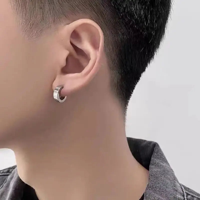 Hot Selling Simple Personality Nightclub Circle Stainless Steel Ear Clip for Cool Men-Wannee Fashion Accessory