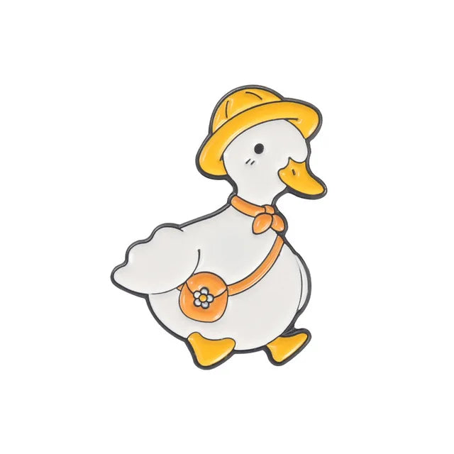 Cartoon Animal Cute Duck Metal Enamel Brooch Badge for Student Friend Gift-Wannee Fashion Accessory