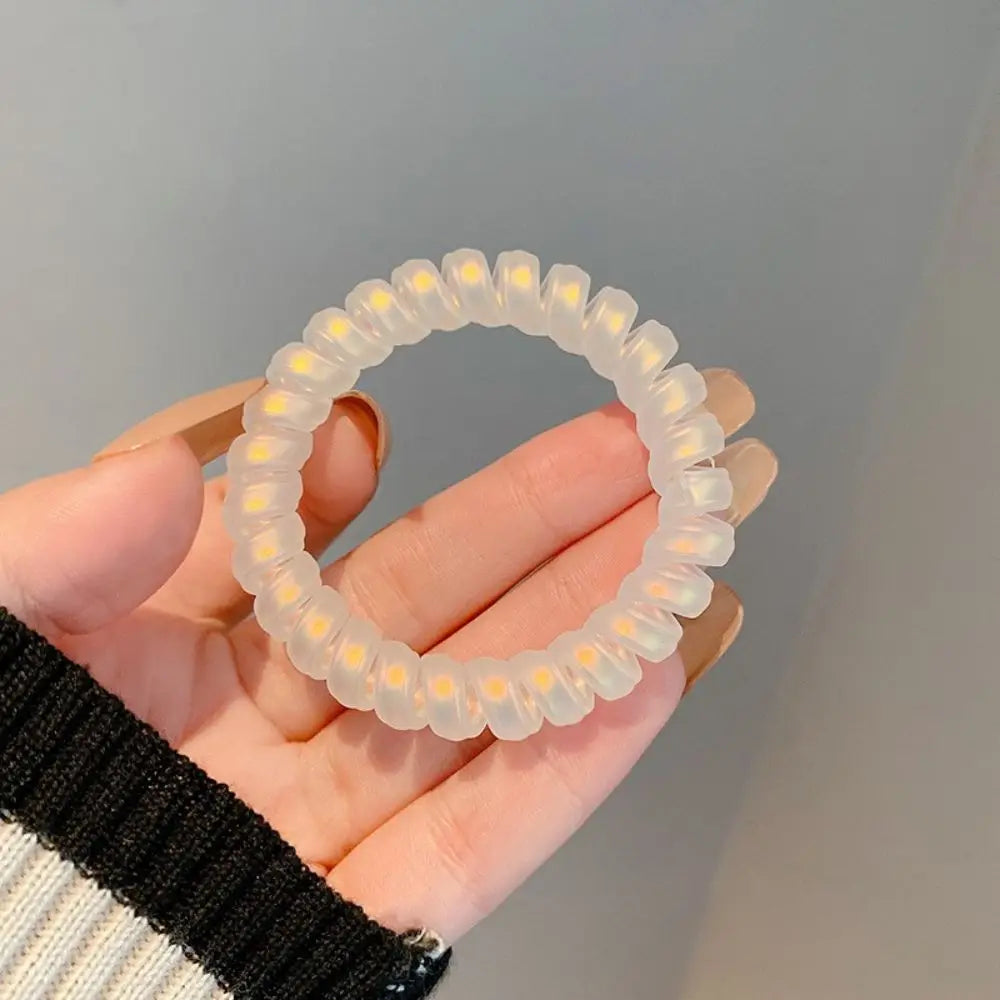 10pcs Colorful Creative Frosted Telephone Wire Laser Transparent Hair Band For Trendy Women-Wannee Fashion Accessory