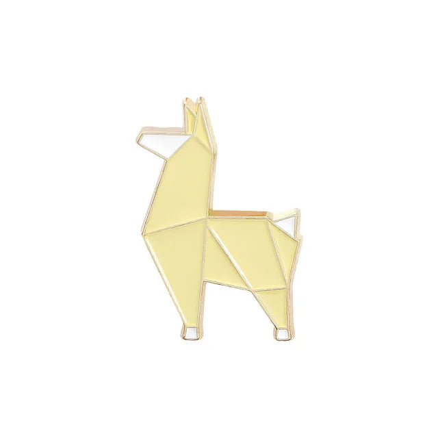Origami Animal Fox Panda Koala Alpaca Rabbit Enamel Badge Brooch for Bag Clothes Kid Friend-Wannee Fashion Metal Accessory