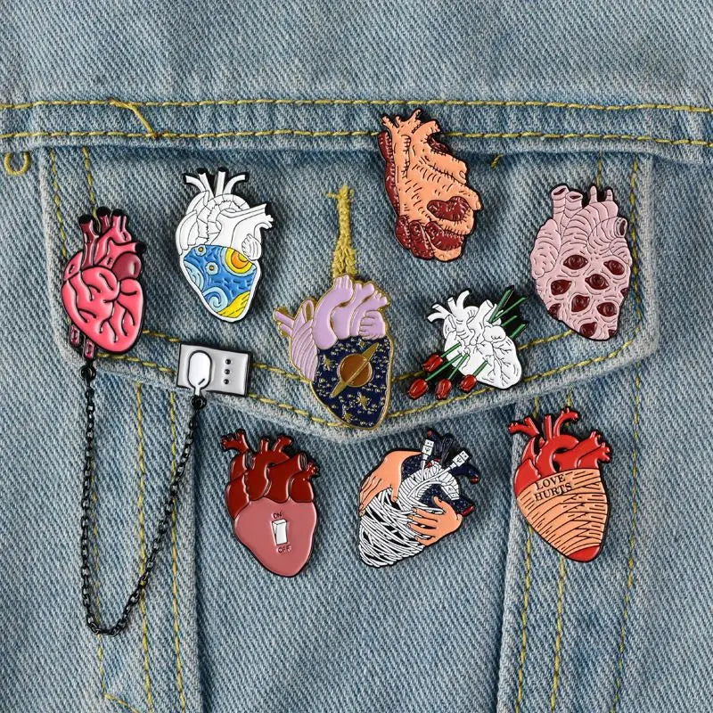 Colorful Anatomy Heart Organ Medical Enamel Brooch for Backpack Gift-Wannee Metal Accessory