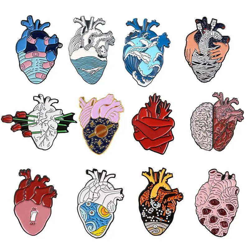 Colorful Anatomy Heart Organ Medical Enamel Brooch for Backpack Gift-Wannee Metal Accessory