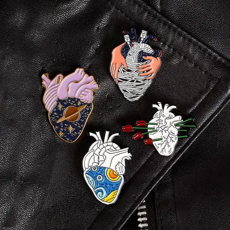 Colorful Anatomy Heart Organ Medical Enamel Brooch for Backpack Gift-Wannee Metal Accessory