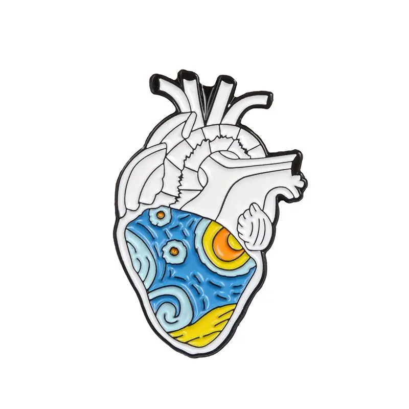 Colorful Anatomy Heart Organ Medical Enamel Brooch for Backpack Gift-Wannee Metal Accessory