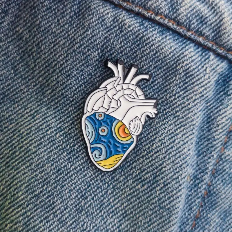 Colorful Anatomy Heart Organ Medical Enamel Brooch for Backpack Gift-Wannee Metal Accessory