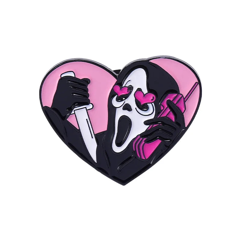 Cartoon Pink Bear Skull Metal Brooch for Friend-Wannee