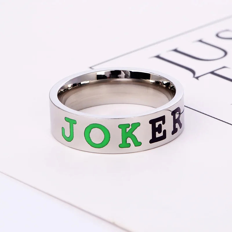 Simple Colorful Titanium Stainless Steel HARLEY JOKER Ring For Personality Men Women-Wannee Fashion Accessory