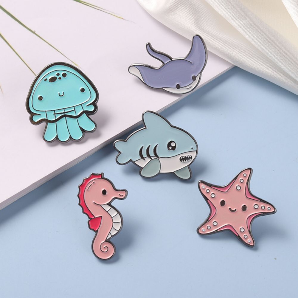 Kawaii Ocean Creature Lapel Brooches Pack