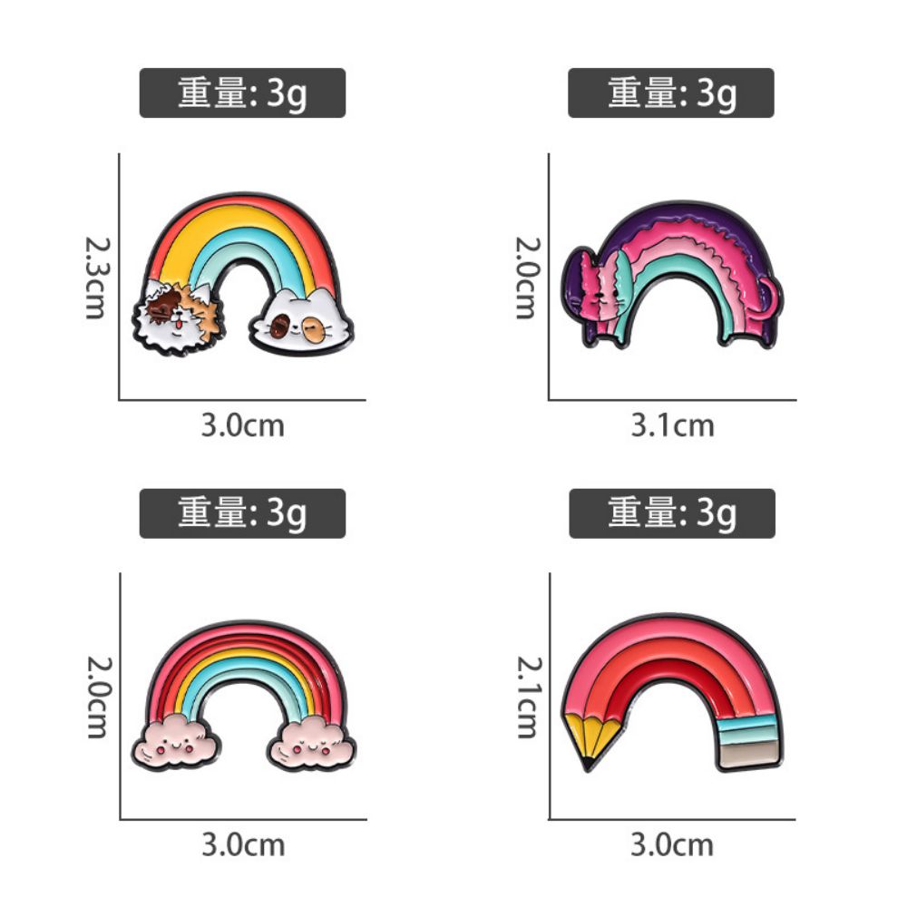 Cartoon Cat Cloud Pencil Rainbow Lapel Brooches Pack