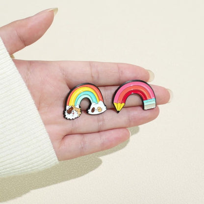 Cartoon Cat Cloud Pencil Rainbow Lapel Brooches Pack