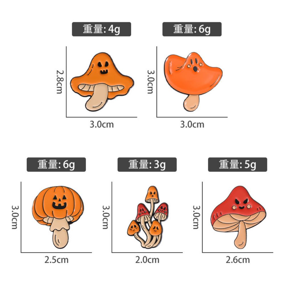 Cute Ghost Face Fall Mushroom Lapel Brooches Pack