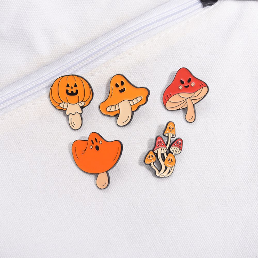 Cute Ghost Face Fall Mushroom Lapel Brooches Pack