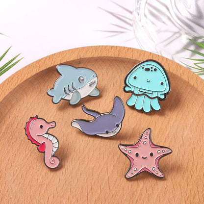 Kawaii Ocean Creature Lapel Brooches Pack