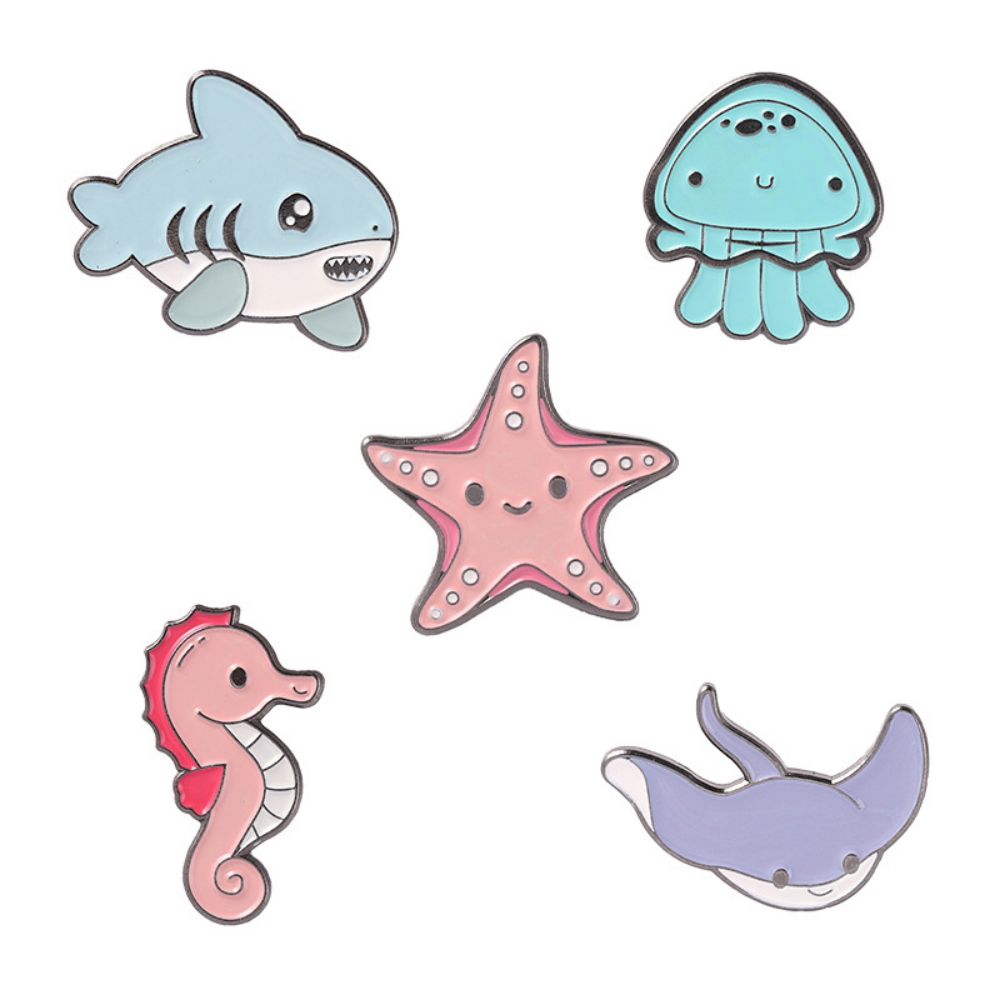 Kawaii Ocean Creature Lapel Brooches Pack