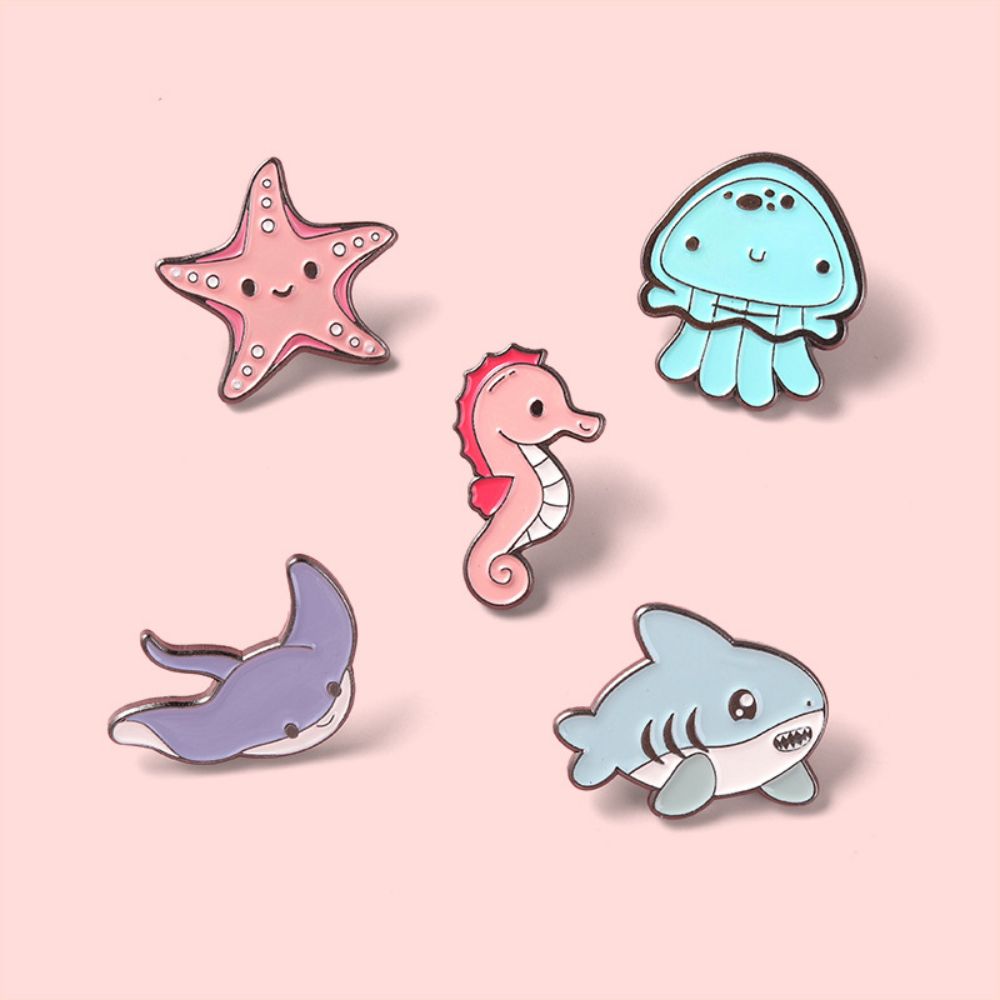 Kawaii Ocean Creature Lapel Brooches Pack
