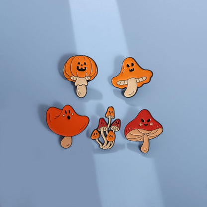 Cute Ghost Face Fall Mushroom Lapel Brooches Pack