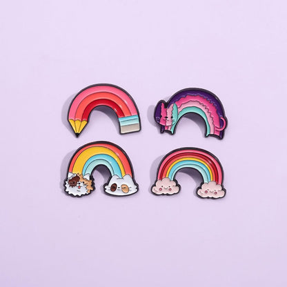 Cartoon Cat Cloud Pencil Rainbow Lapel Brooches Pack