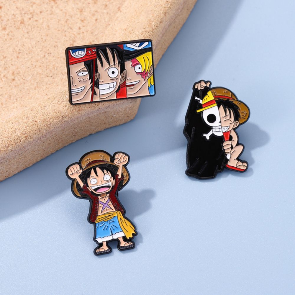 Straw Hat Crew Luffy Ace Sanji Lapel Brooches Pack