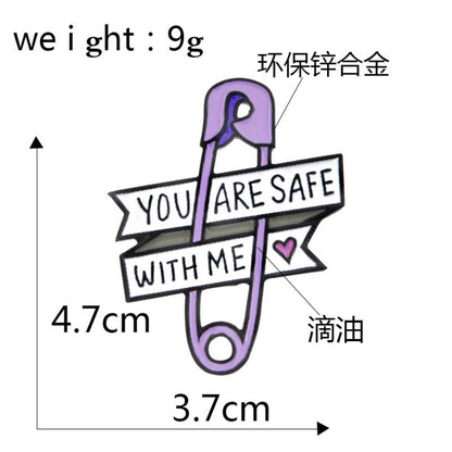 Sweet Love Quote Ribbon Safety Pin Lapel Brooch