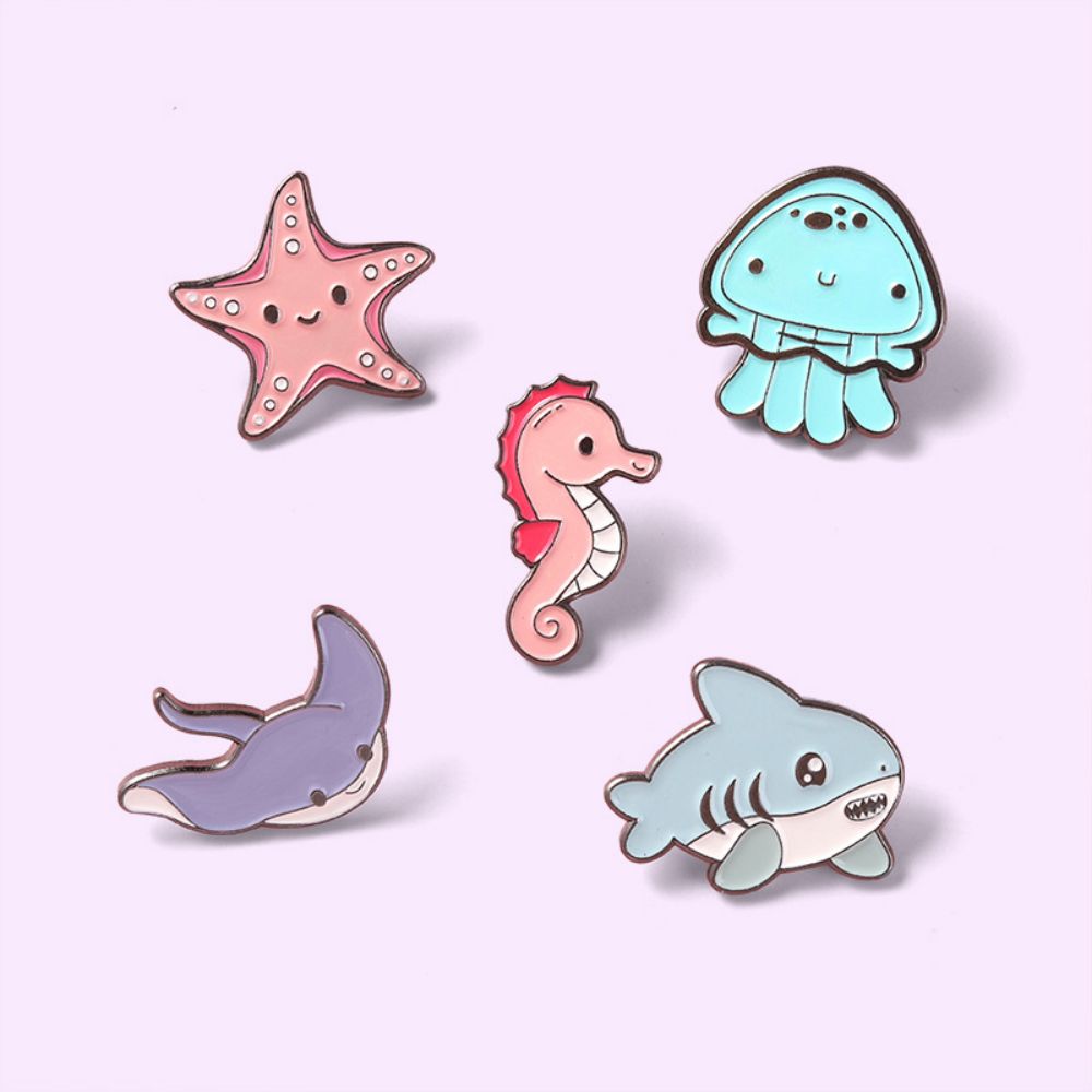 Kawaii Ocean Creature Lapel Brooches Pack