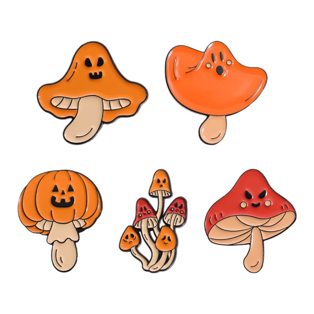 Cute Ghost Face Fall Mushroom Lapel Brooches Pack