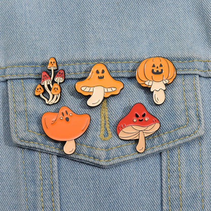 Cute Ghost Face Fall Mushroom Lapel Brooches Pack