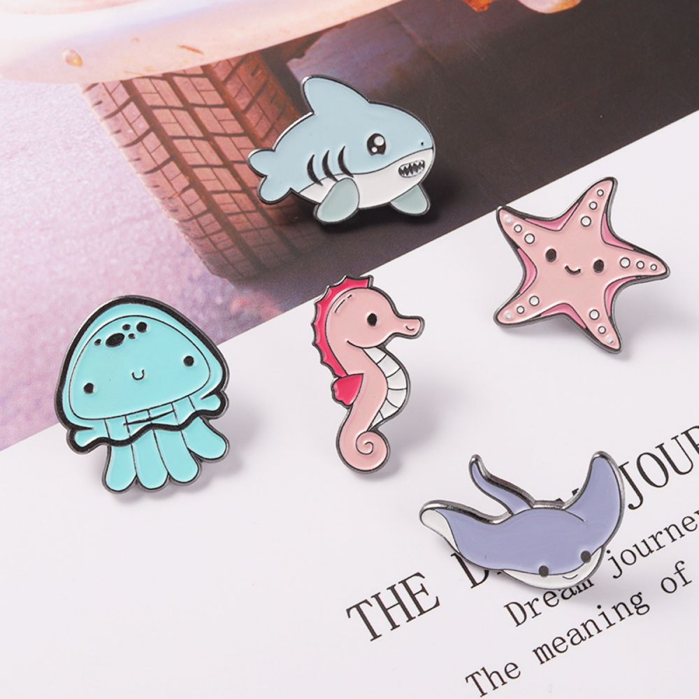 Kawaii Ocean Creature Lapel Brooches Pack