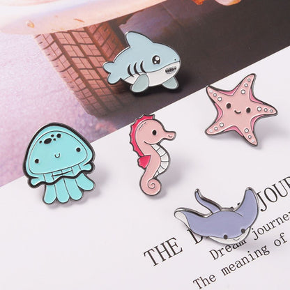 Kawaii Ocean Creature Lapel Brooches Pack