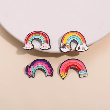 Cartoon Cat Cloud Pencil Rainbow Lapel Brooches Pack