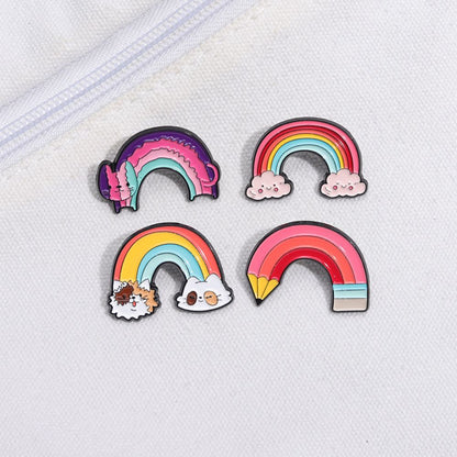 Cartoon Cat Cloud Pencil Rainbow Lapel Brooches Pack