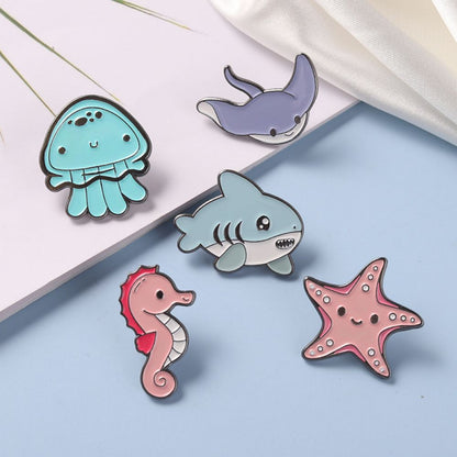 Kawaii Ocean Creature Lapel Brooches Pack
