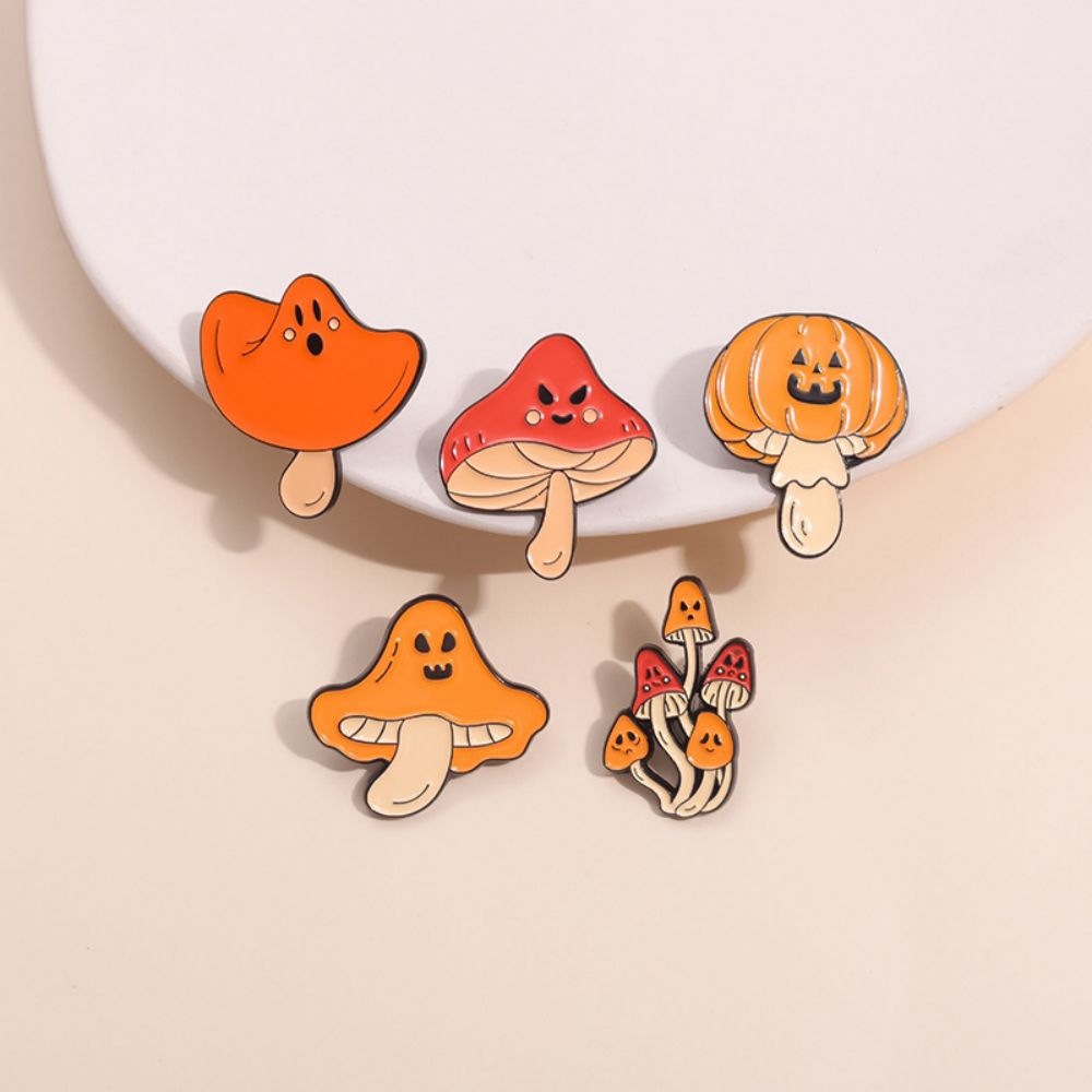 Cute Ghost Face Fall Mushroom Lapel Brooches Pack