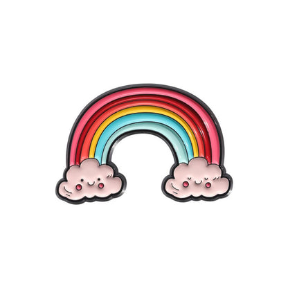 Cartoon Cat Cloud Pencil Rainbow Lapel Brooches Pack