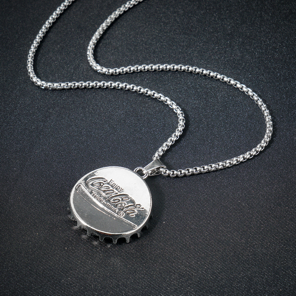 70cm Metal Cola Drink Bottle Cap Pendant Necklace