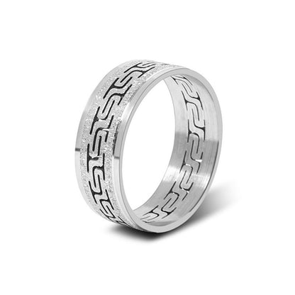 Personality Ground Stainless Steel Hollow Out The Great Wall Ring for Trendy Couple Men Women-Wannee Fashion Accessory