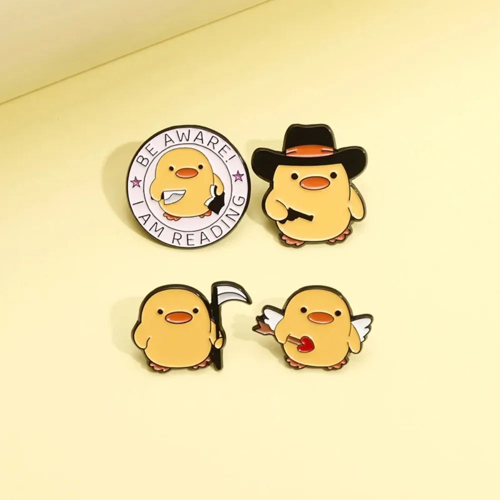 Quirky Yellow Duck Character Brooches