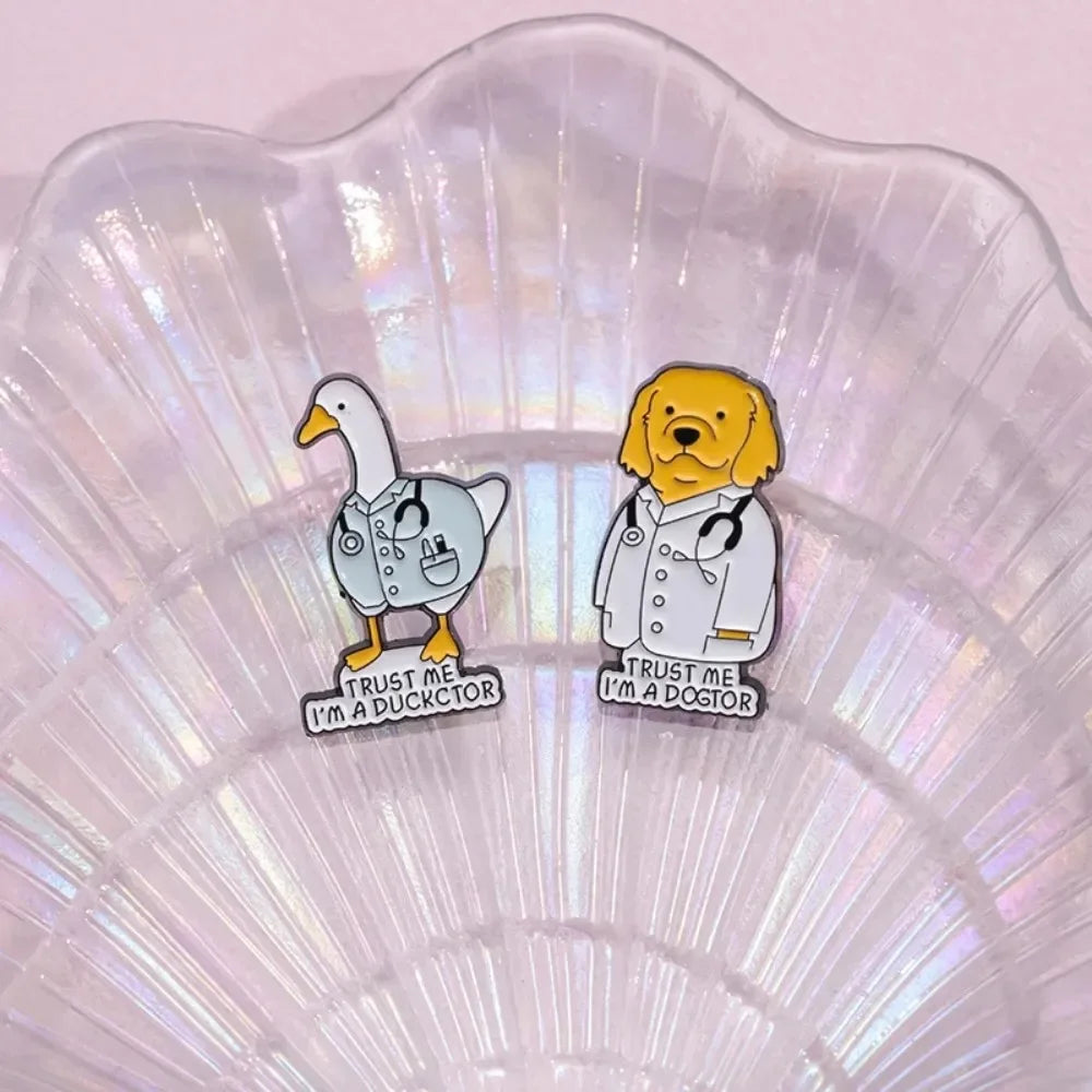 Funny Doctor Animal Pun Lapel Brooches