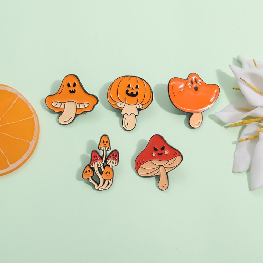 Cute Ghost Face Fall Mushroom Lapel Brooches Pack