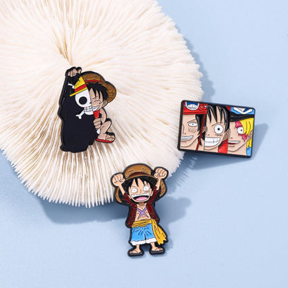 Straw Hat Crew Luffy Ace Sanji Lapel Brooches Pack