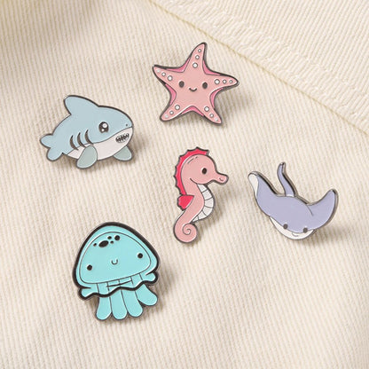 Kawaii Ocean Creature Lapel Brooches Pack
