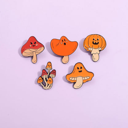 Cute Ghost Face Fall Mushroom Lapel Brooches Pack