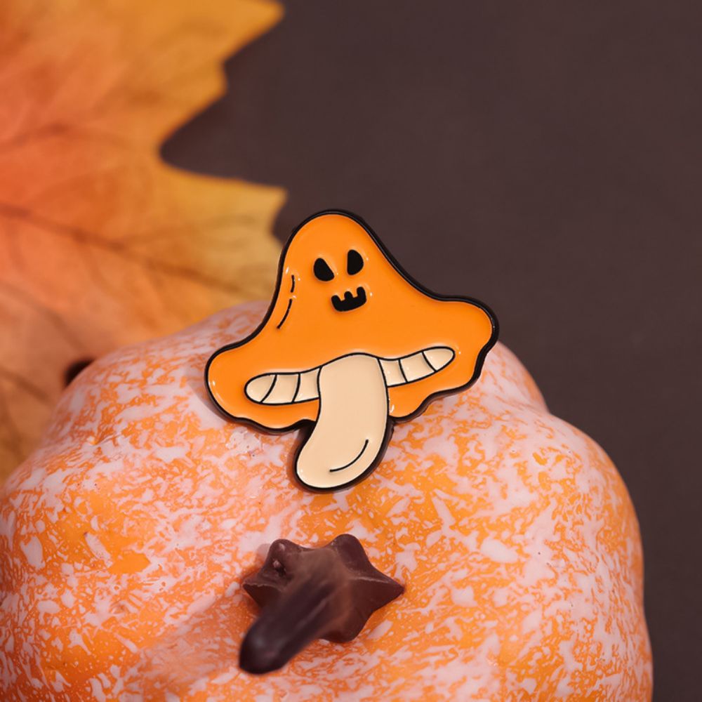 Cute Ghost Face Fall Mushroom Lapel Brooches Pack