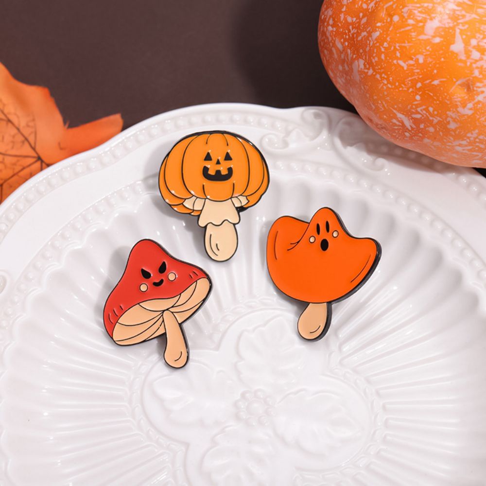 Cute Ghost Face Fall Mushroom Lapel Brooches Pack